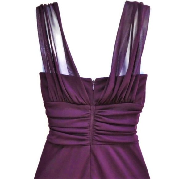 Betsy & Adam Gown Sweetheart Wine Berry Padded Bra Lined Back Zipper Rhinestones - Picture 4 of 10